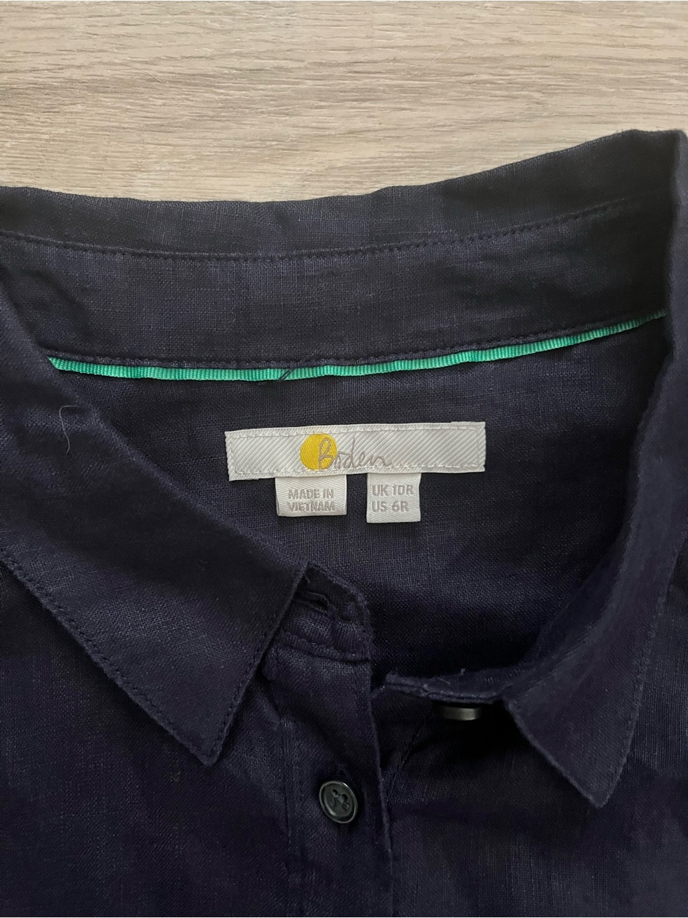 Boden Women’s Navy Button-Down Long Sleeve Shirt 100% Linen - Size 6 - Picture 3 of 6